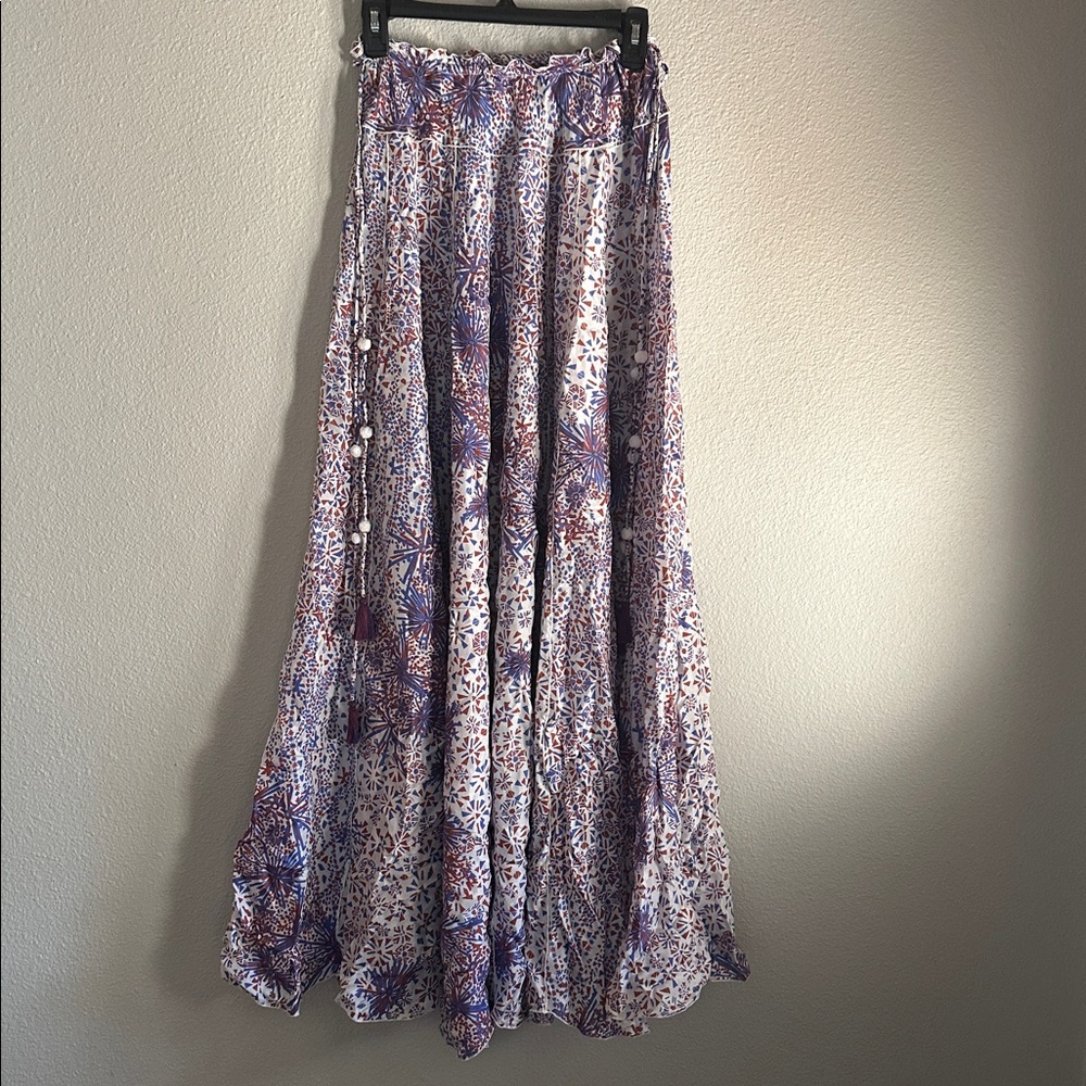 Poupette St. Barth Floral Maxi Skirt - Purple and White